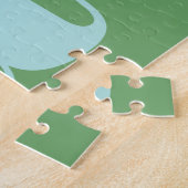 Puzzle Monogramme Moderne Lettre Initiale Bleue et Verte (Côté)