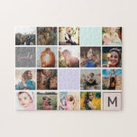 Puzzle Monogramme moderne votre famille 16 photo collage<br><div class="desc">Monogramme moderne votre famille 16 photo collage grille puzzle.</div>