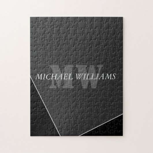 Puzzle Monogramme noir gris artistique moderne (Vertical)