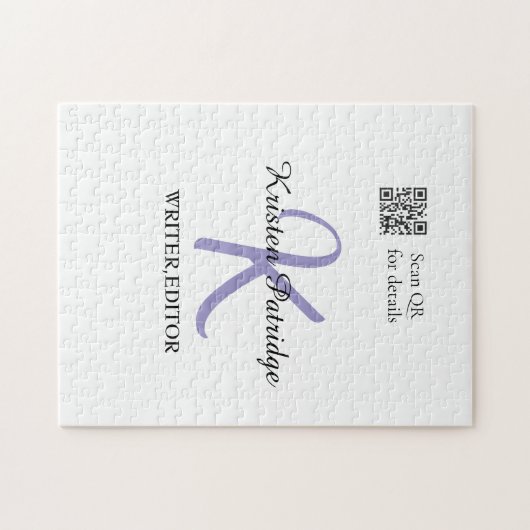 Puzzle Monogramme nom écrivain violet modifier code QR en (Horizontal)