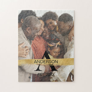 Puzzle Monogramme Or personnalisé Photo de Famille en Or