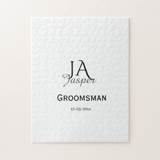 Puzzle Monogramme personnalisé témoin nom date (Vertical)