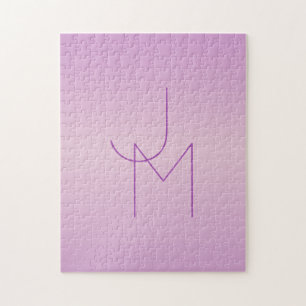 Puzzle Monogramme superposé unique Rose lilas doux