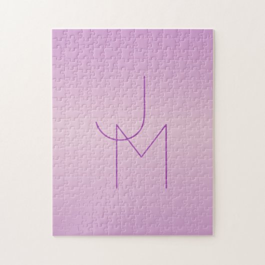 Puzzle Monogramme superposé unique | Rose lilas doux (Vertical)
