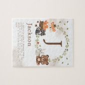 Puzzle Monogramme sur mesure des animaux de bois (Horizontal)