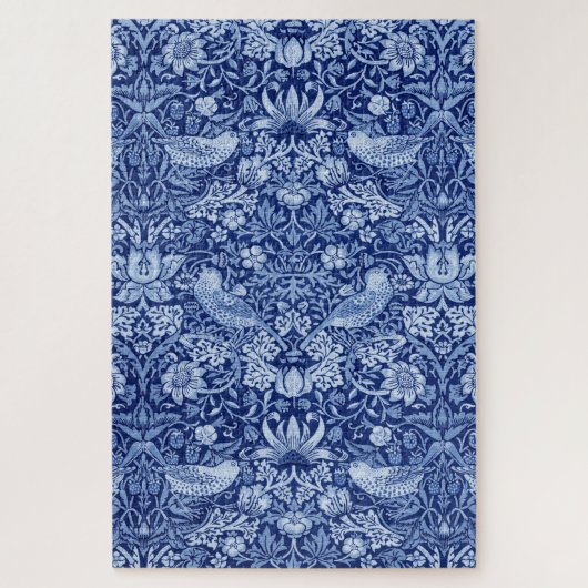 Puzzle Monotone bleu de fraises Thief, William Morris (Vertical)
