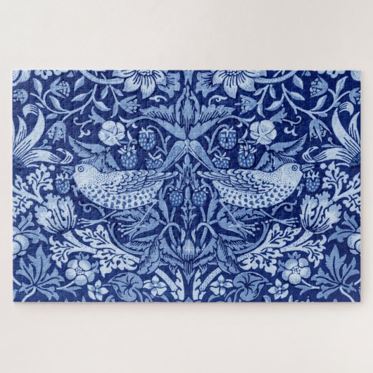 Puzzle Monotone bleu de fraises Thief, William Morris (Horizontal)