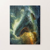 Puzzle Monstre marin émergeant des vagues, peinture de fa (Vertical)