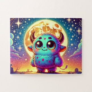 Puzzle Monstre mignon sous une Pleine lune Halloween