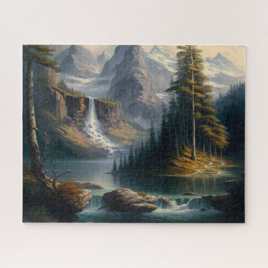 Puzzle Montagne, Cascade, Lac, Pittoresque (Horizontal)