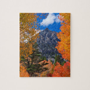 Puzzle Montagne encadrée par le feuillage d'automne, CA