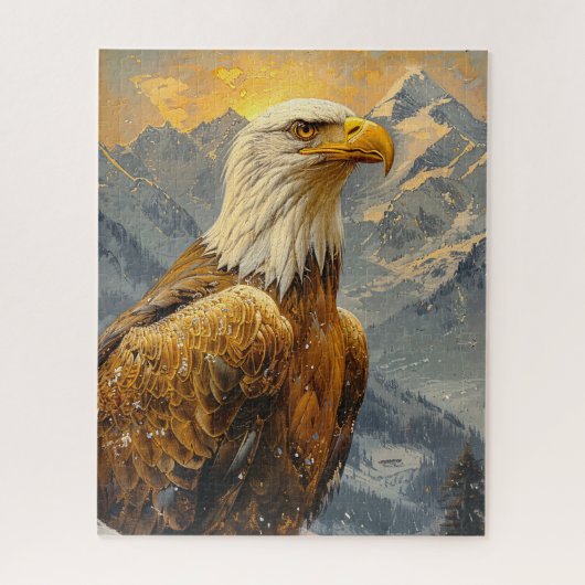Puzzle Montagnes d'aquarelle d'aigle chauve (Vertical)