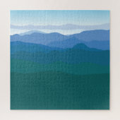 Puzzle Montagnes Vue Bleu Vert Illustré (Vertical)