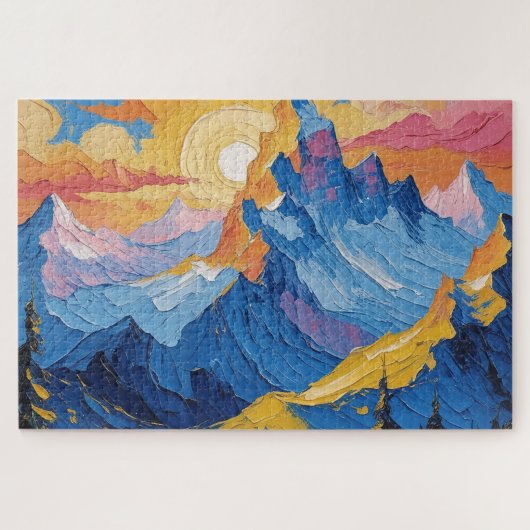 Puzzle Montañas al amanecer con resplandor (Horizontal)