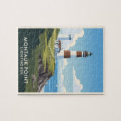 Puzzle Montauk Point Lighthouse, Coastal Cliff & Sailboat (Horizontal)