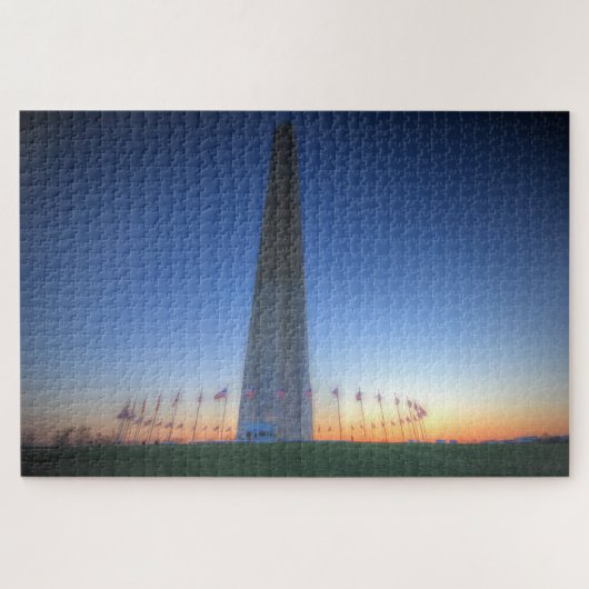 Puzzle Monument de Washington avec coucher de soleil oran (Horizontal)