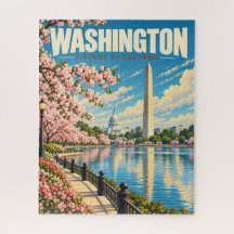 Monuments vintage de Washington DC Fleurs de ceris