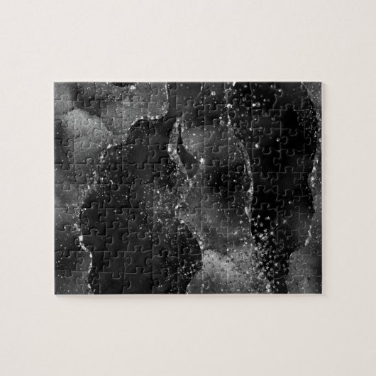 Puzzle Moody Agate | Onyx Black Silver Vampy Goth Parties (Horizontal)