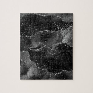 Puzzle Moody Agate   Onyx Black Silver Vampy Goth Parties