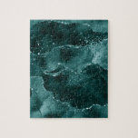 Puzzle Moody Agate | Turquoise Vert Malachite Riche Joyau<br><div class="desc">90s grunge inspiré sombre, sophistiqué aquarelle marbré pierre d'agate dans un ton de bijou moody profond avec faux feuille métallique et veines de parties scintillant dans un riche, dramatique avec tourbillons fluides abstraits et veines de parties scintillant. De la collection "Till Death Do Us Part", ce magnifique dégradé peint à...</div>