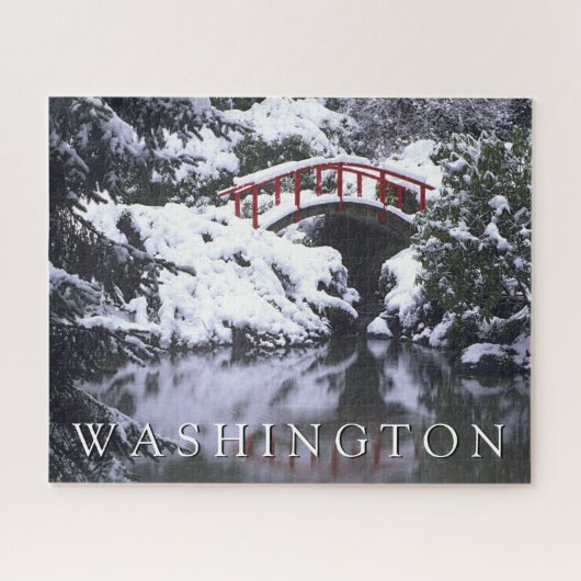 Puzzle Moon Bridge & Pond en hiver | Seattle, Washington (Horizontal)