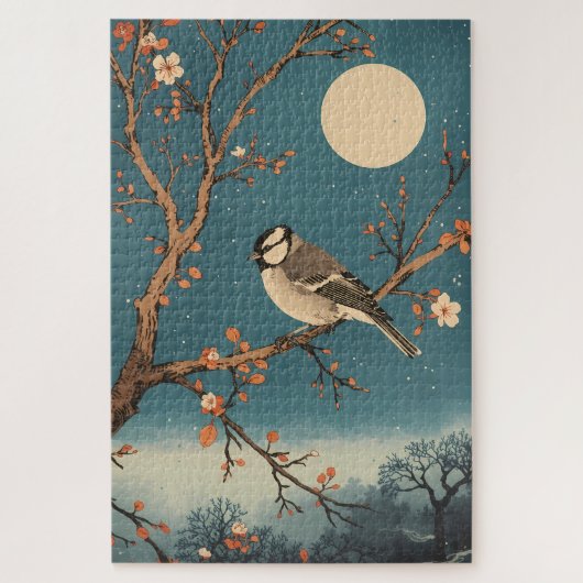 Puzzle - Moonlit Bird on Blossom Branch (Vertical)