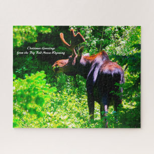 Puzzle Moose à Grand Tetons. Salutations de Noël Jigsaw