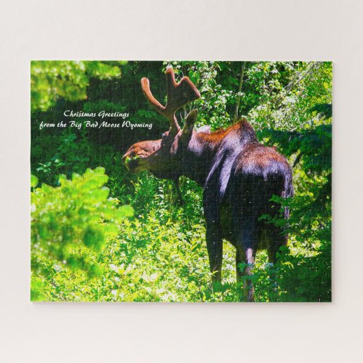 Puzzle Moose à Grand Tetons. Salutations de Noël Jigsaw (Horizontal)
