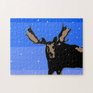 Puzzle Moose en hiver - Art original de la faune