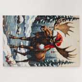 Puzzle Moose with Antler Christmas Decorations Hat (Horizontal)