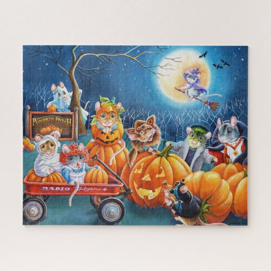 Puzzle Morceau d'Halloween en Citrouille Patch aquarelle (Horizontal)