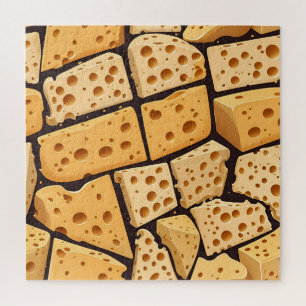 Puzzle Morceaux de Fromage Avec des Trous Naturels Motif