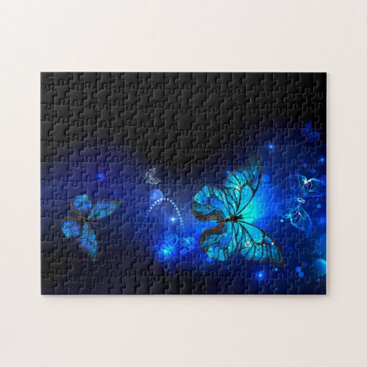 Puzzle Morpho Butterfly in the Dark Background (Horizontal)