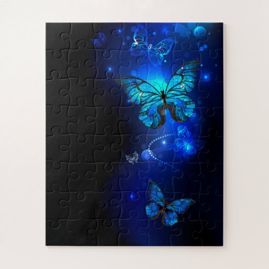 Puzzle Morpho Butterfly in the Dark Background (Vertical)