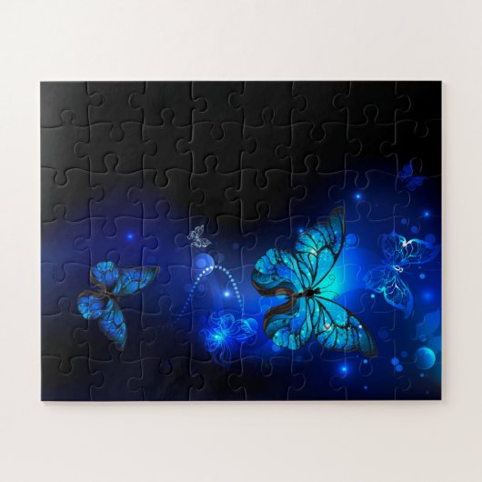 Puzzle Morpho Butterfly in the Dark Background (Horizontal)