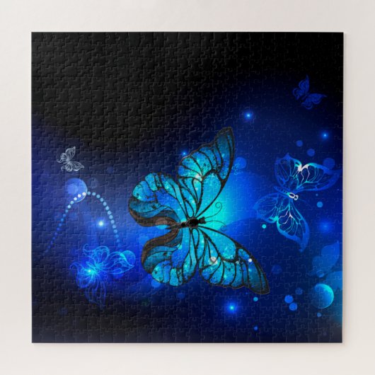 Puzzle Morpho Butterfly in the Dark Background (Horizontal)