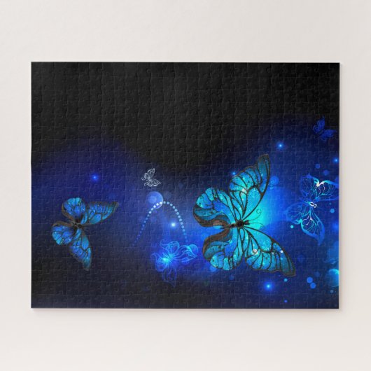 Puzzle Morpho Butterfly in the Dark Background (Horizontal)