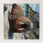 Puzzle Morse mignon sur une plage de sable (Horizontal)