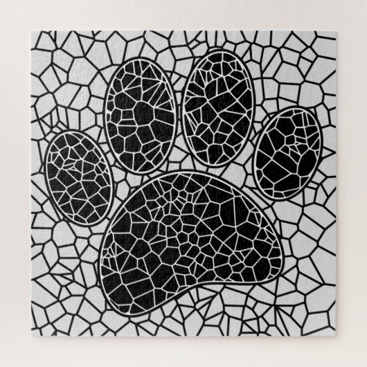 Puzzle Mosaic Art Chien Empreinte de patte En Noir Et Bla (Vertical)