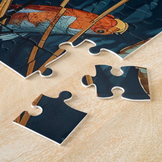 Puzzle Mosaic Art Koi Fish Pond illustration design (Côté)