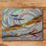 Puzzle Mosaïque de Chouette Volante<br><div class="desc">Ce puzzle décoratif présente l'empreinte d'un hibou volant avec la lune derrière lui. J'ai fait le design original en mosaïque en utilisant des fragments de verre aux couleurs vives,  miroir et perles minuscules. J'espère que vous apprécierez ce puzzle ! Design original de la mosaïque © Michele Davies</div>