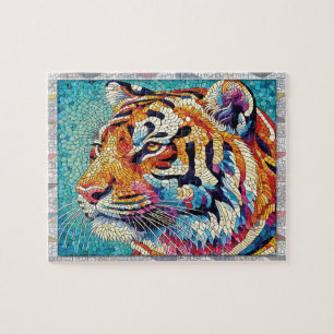 Puzzle Mosaïque de tigre, Animaux sauvages, Carreaux, Cad