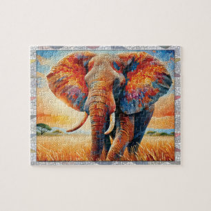 Puzzle Mosaïque d'éléphant, Animaux sauvages, Carreaux, C