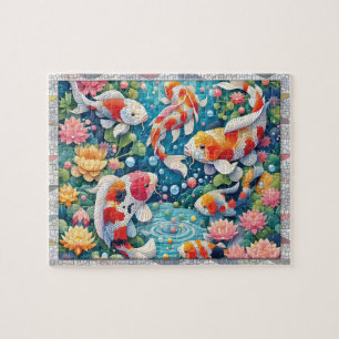 Puzzle Mosaïque d'étang de Loi, Animaux de Poisson, Carre