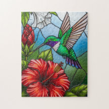 Mosaïque florale de jardin colibri en patchwork de