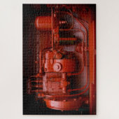 Puzzle Moteur de tracteur rouge. (Vertical)