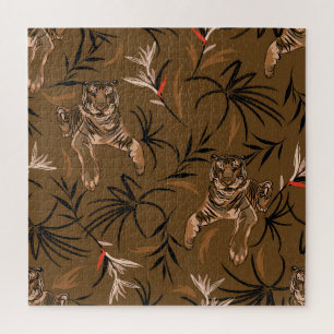 Puzzle Motif à fleurs de paradis de tigres tropicaux