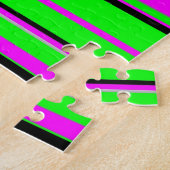 Puzzle Motif à rayures couleur noir rose chaud (Côté)