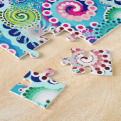 Puzzle Motif à spirale fractale, rose turquoise Multi (Côté)