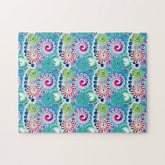 Puzzle Motif à spirale fractale, rose turquoise Multi (Horizontal)